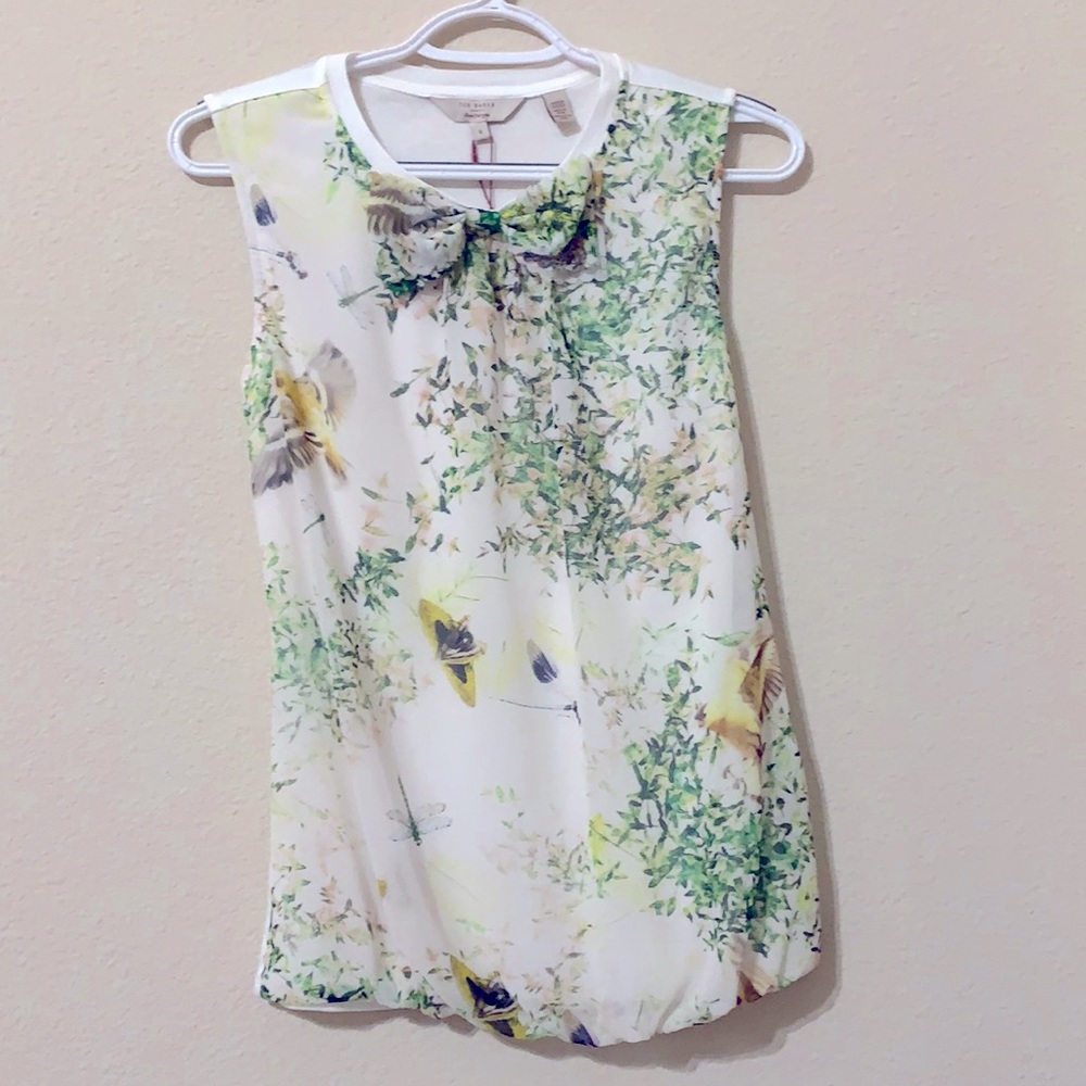 Ted Baker Dancing Leaves Print Bow Top